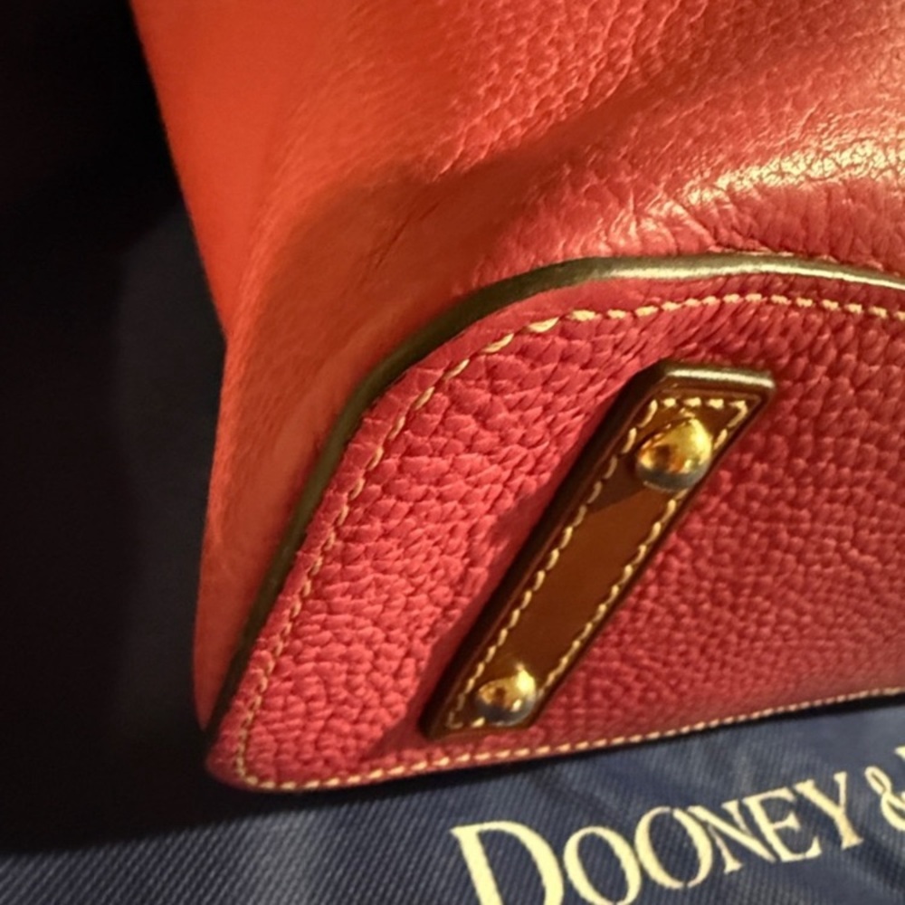 Dooney & Bourke Hot Pink Pebble Leather Tote with Brown Trim - Picture 7 of 15